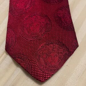 Versace Blood Red Medusa Silk Tie